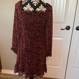Lily Rose Red and Black Floral Long Sleeve Dress